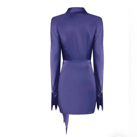 Rat & Boa Alanis Mini Wrap Shirt Short Dress Purple Blue XS - Picture 6 of 6